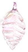 1 45x23mm Pink with Silver Foil Lampwork Leaf Pendant